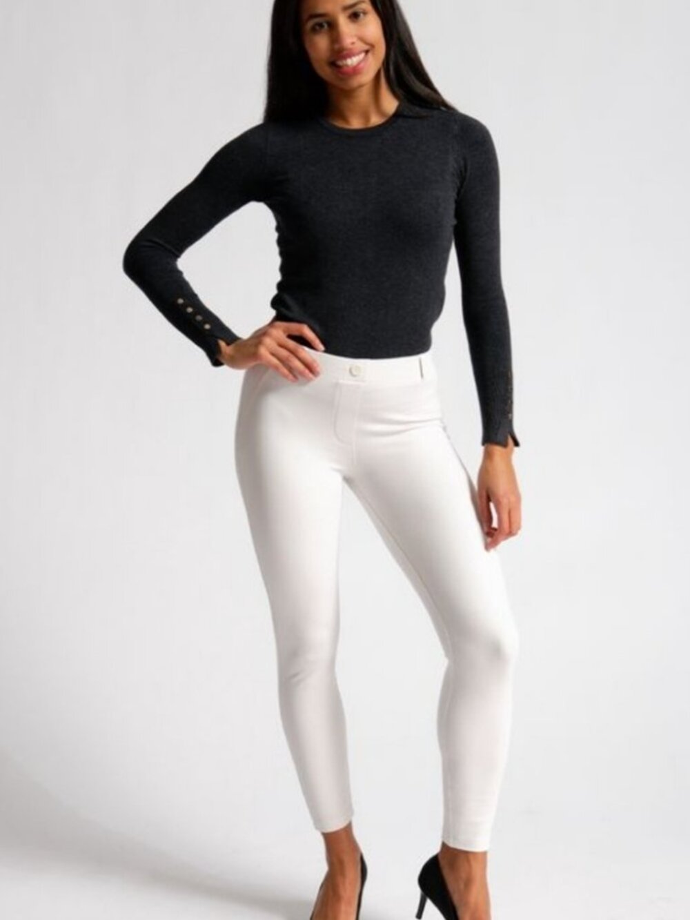 New Betabrand Creme Twill Skinny Classic Dress Pant Yoga Pants Large Long Tall